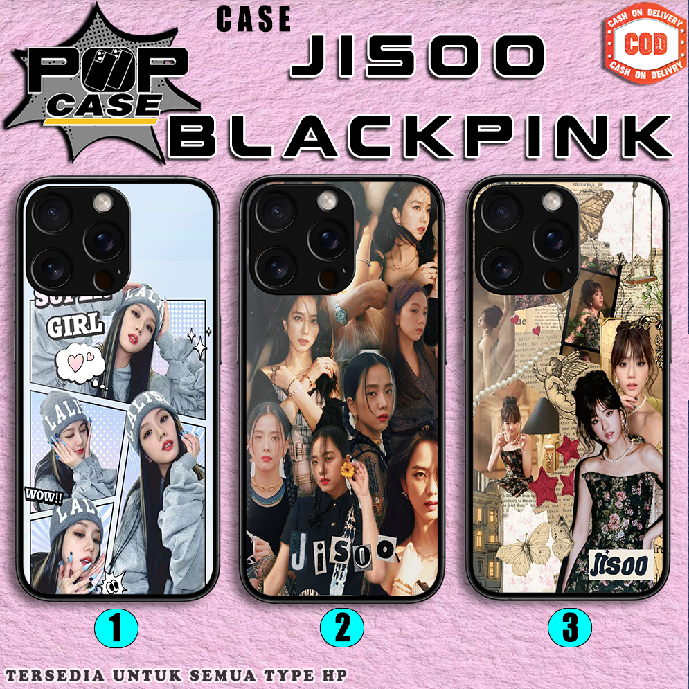 JISOO BLACKPINK - Softcase Glossy - Casing Kaca/Glass Untuk Iphone Samsung Xiaomi Redmi Oppo Itel Vi