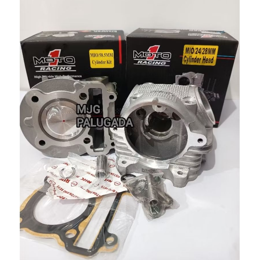 Paket Cylinder Head Mio 24/28 Plus Cylinder Block Mio 58,5 MOTO 1+Noken As BRT+Per Klep MOTO 1