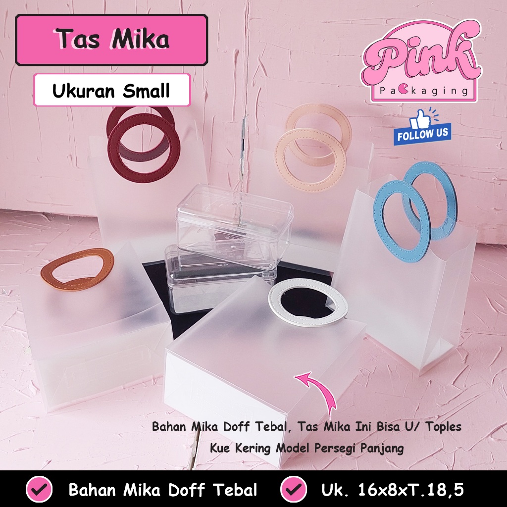 Tas Mika Transparan Doff Handle Bulat Tas Toples Kue Kering Mewah Goodiebag Hampers Tote Bag Hajatan