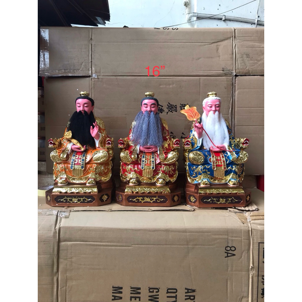 patung dewa sanqing / San Qing 16in / 3dewa Tao bahan fiber
