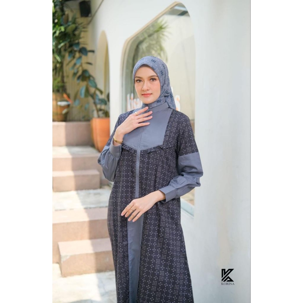Evelyn dress by korina, gamis korina, gamis motif,gamis korina