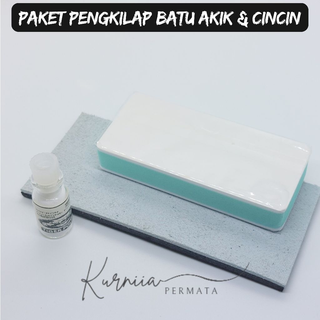 Paket Pengkilap Batu Akik Cincin / Spartax Hijau Tosca Serbuk Intan Kulit Gosok