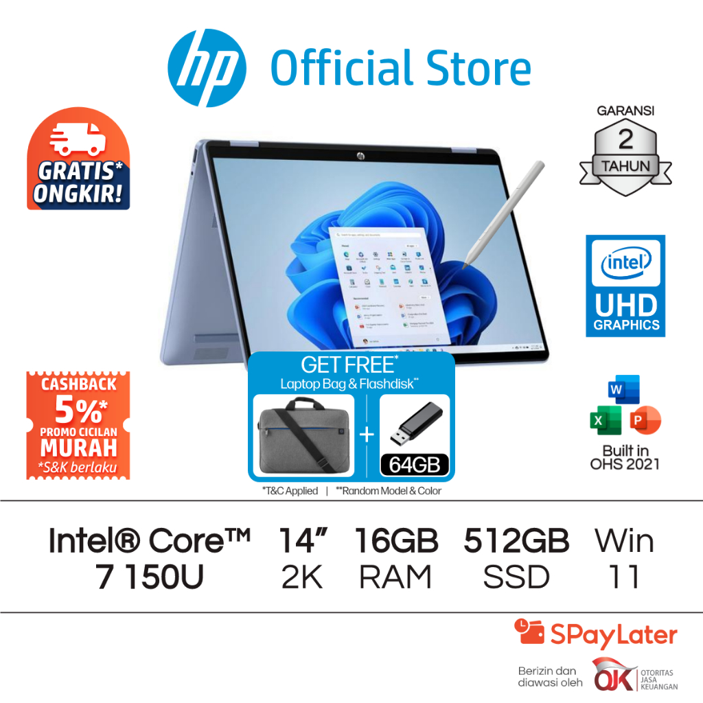 Laptop HP Pavilion x360 2 in 1 - OmniBook 5 Flip [NEW] Intel Core 7 UHD 16GB RAM 512GB SSD Silver / 