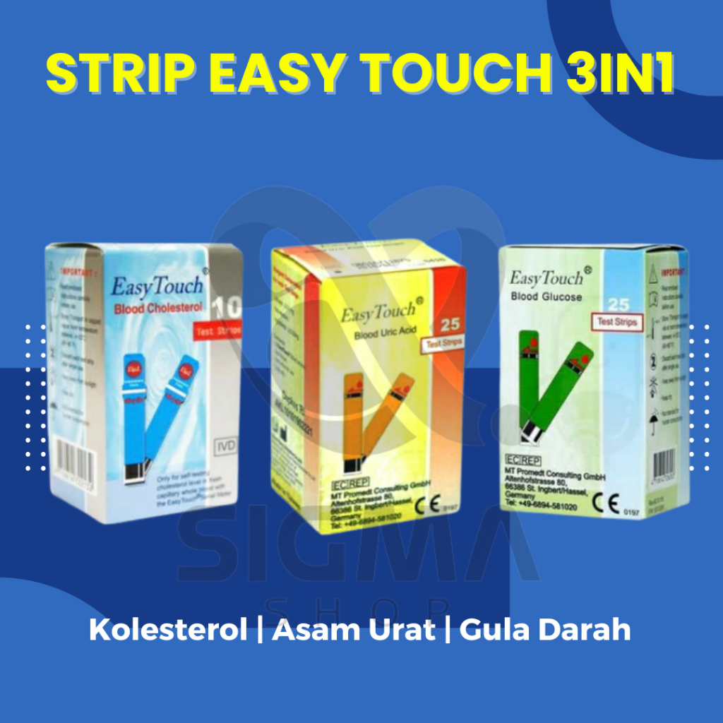 EASY TOUCH 3IN1 cek gula darah Strip gula darah asam urat cholesterol / refill Easy touch / isi ulan