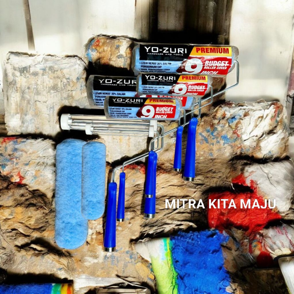 KUAS BULU ROLL YOZURI / KUAS CAT YOZURI 9 INCH / KUAS GAGANG ROLL YOZURI