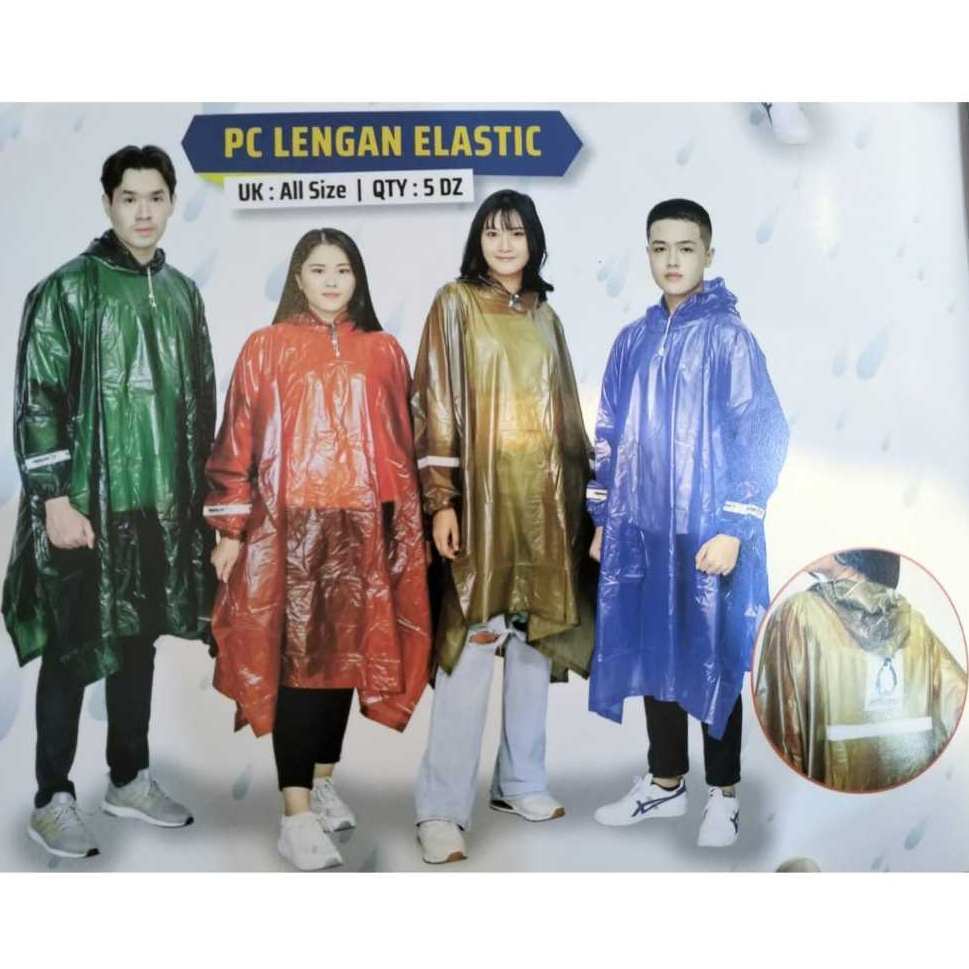 JAS HUJAN PONCO LENGAN ELASTIC BAHAN PVC PINGUIN BRAND,MANTEL PINGUIN