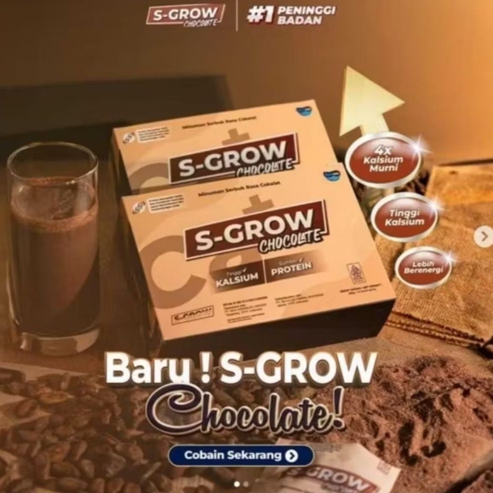 S-GROW CHOCOLATE - Susu Peninggi Badan Tinggi Kalsium Asli Original