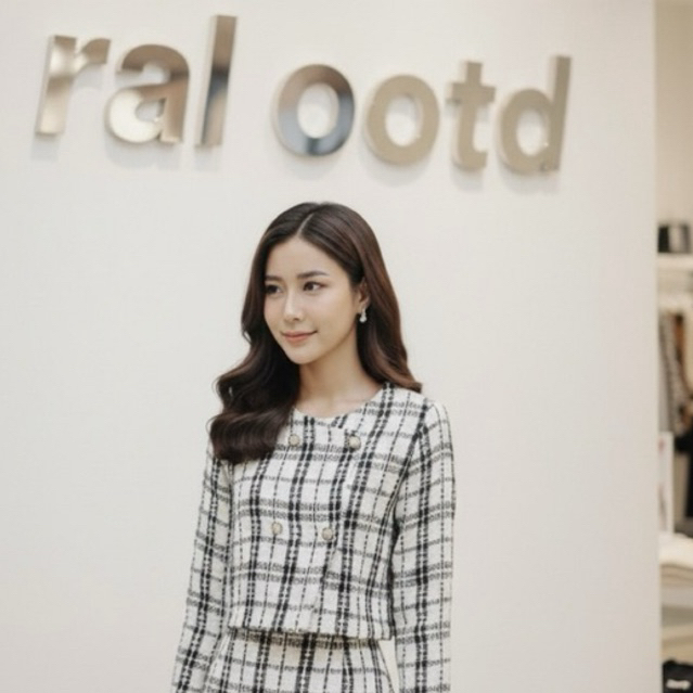 Set Tweed Korea Elegan Top + Skirt Premium