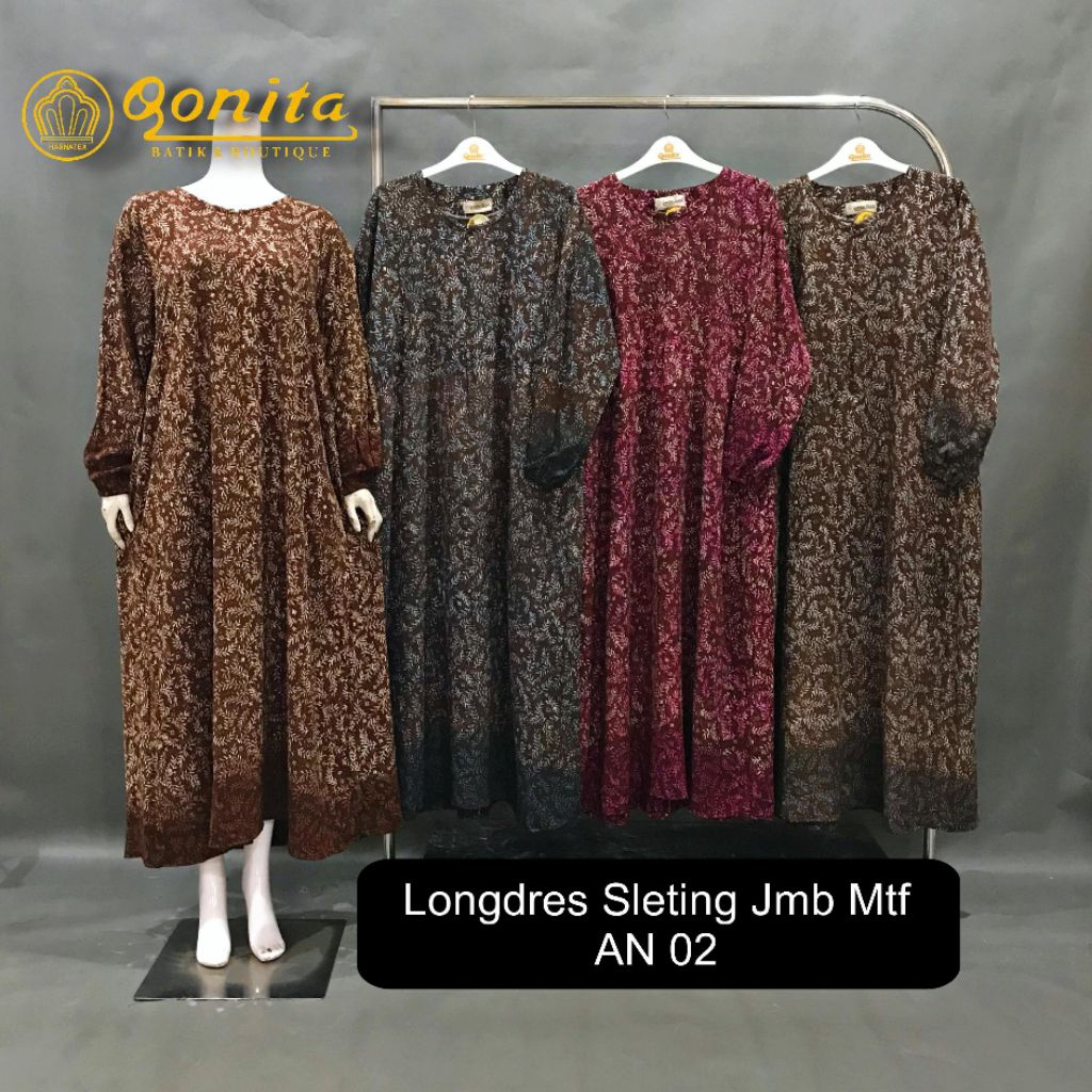 {Ld 120 Cm} Daster Qonita Batik ll Longdres Sleting Jumbo Mtf AN