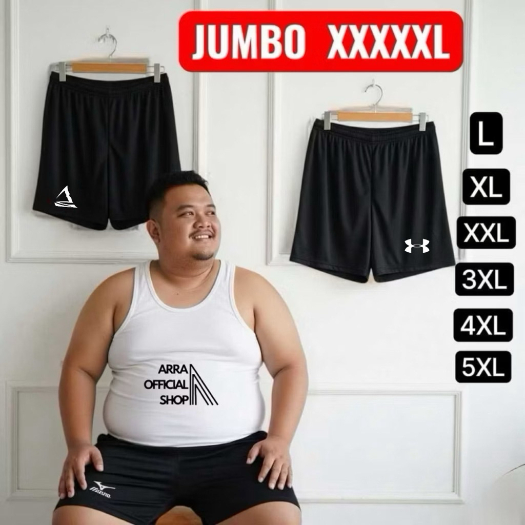 (JUMBO 5XL) celana pendek pria dewasa jumbo.celana kolor santai pria wanita dewasa kain hitam