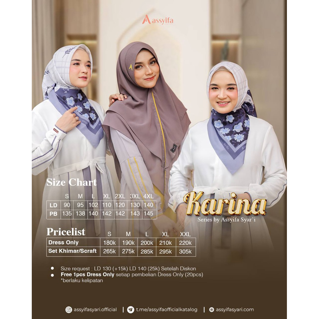GAMIS ASSYIFA ORIGINAL KARINA SERIES SCARF By Assyifa Official