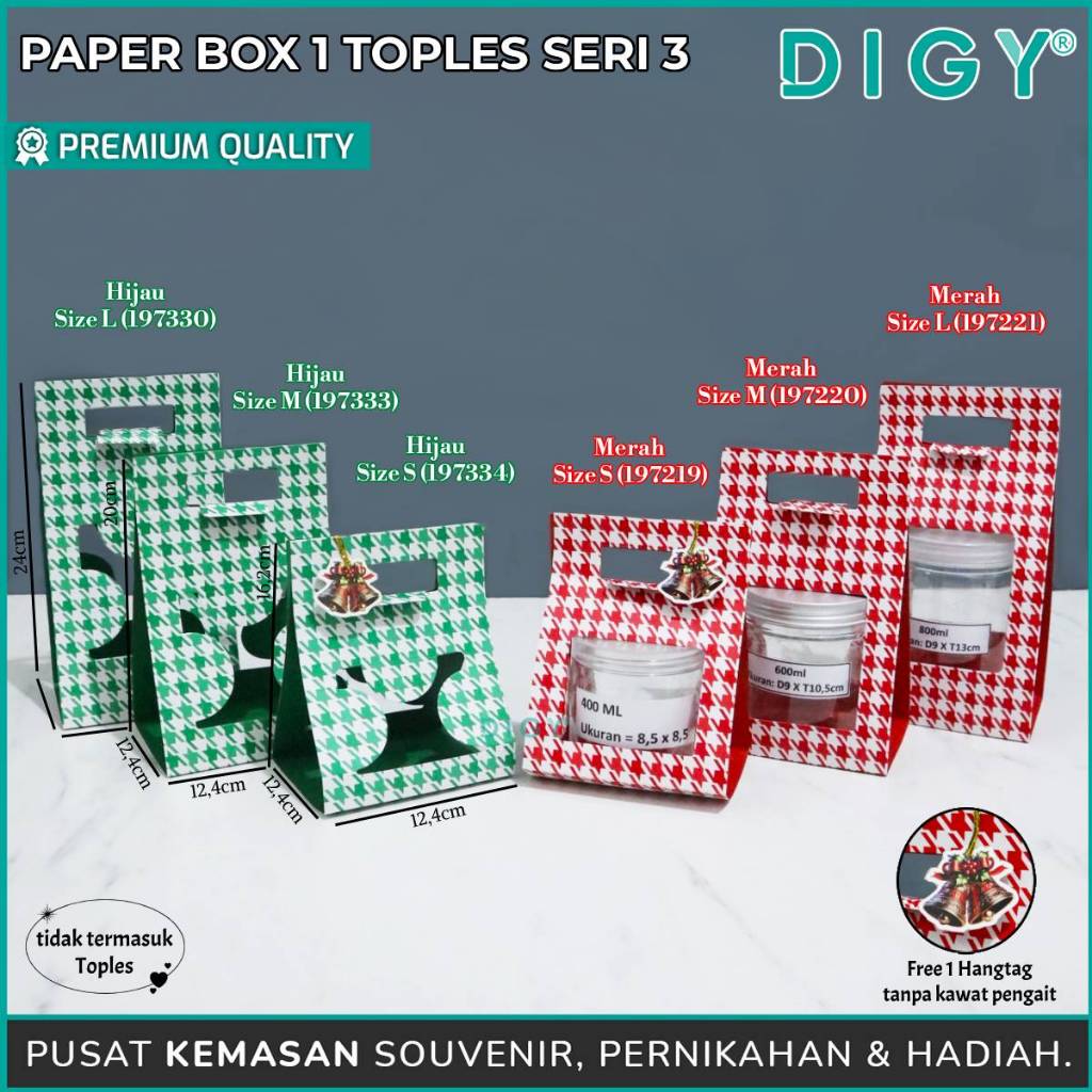 [ DIGGY ]Paperbag Jinjing Toples Kue Kering Seri lebaran/ Paper box isi 2 toples Imlek/Paper Box isi