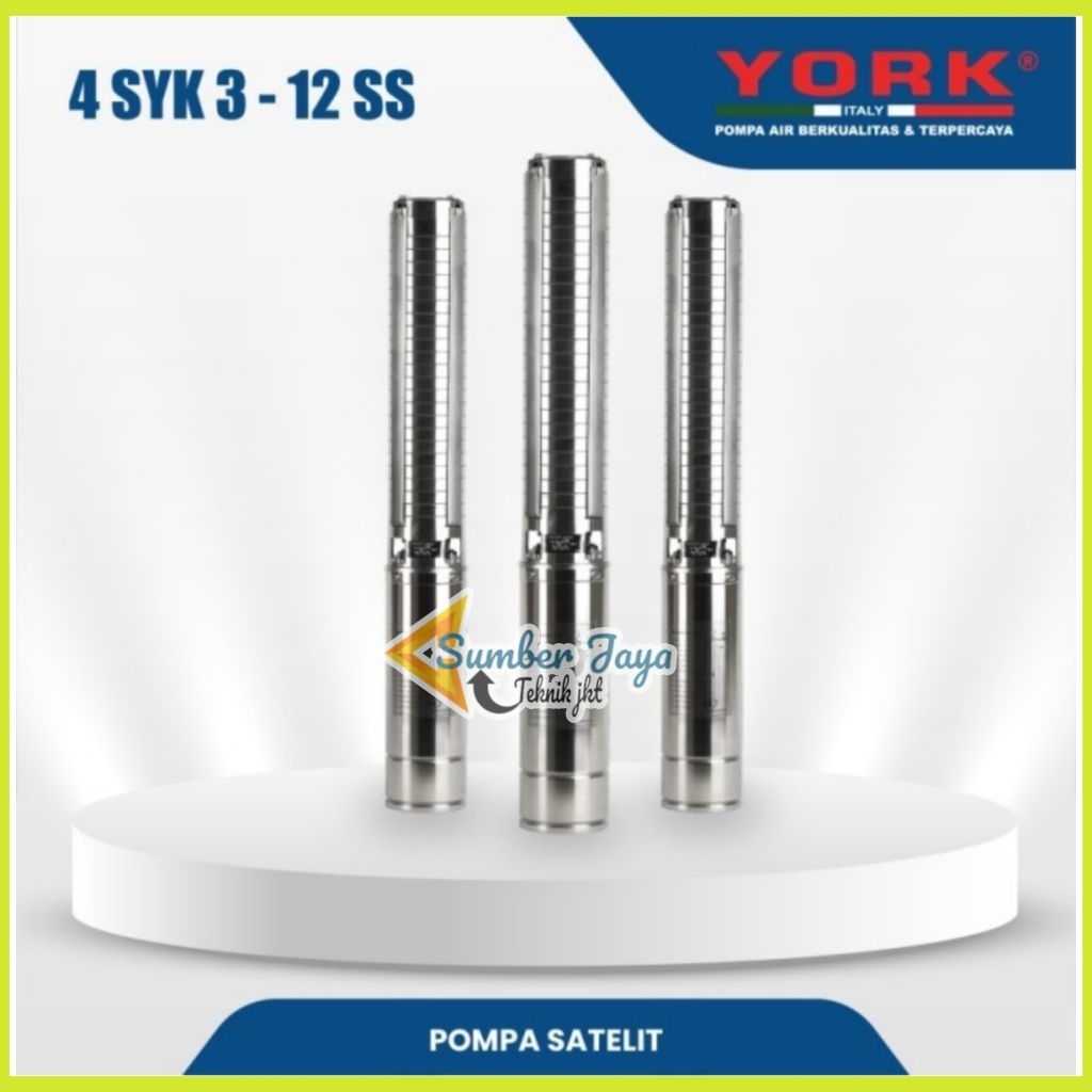 Pompa Satelit YORK 1HP 4SYK3-12SS Pompa Submersible Stainless