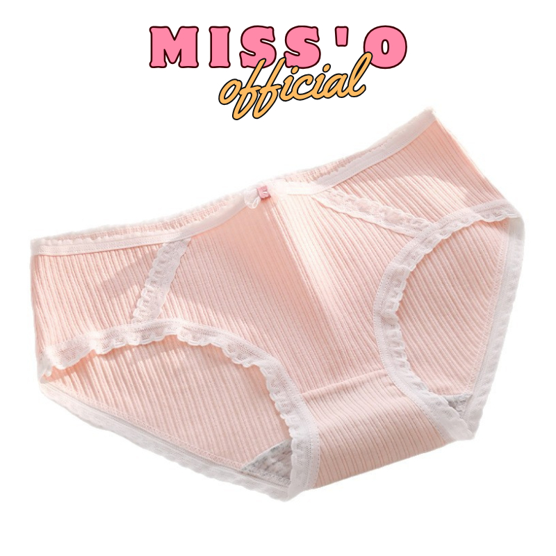 MISS'O CD2149 CD Celana Dalam Katun Renda Pita Wanita Rabbit Head Pink Putih Menyerap Keringat