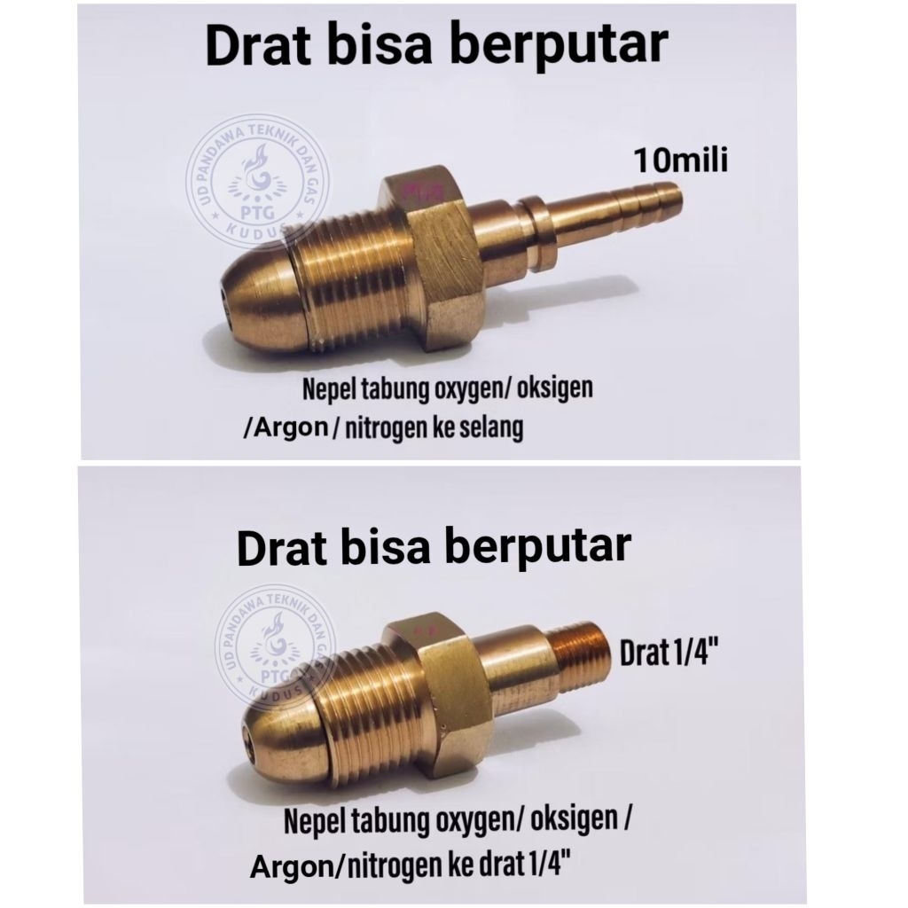 Nepel tabung oksigen drat bisa berputar / nepel tabung nitrogen, argon