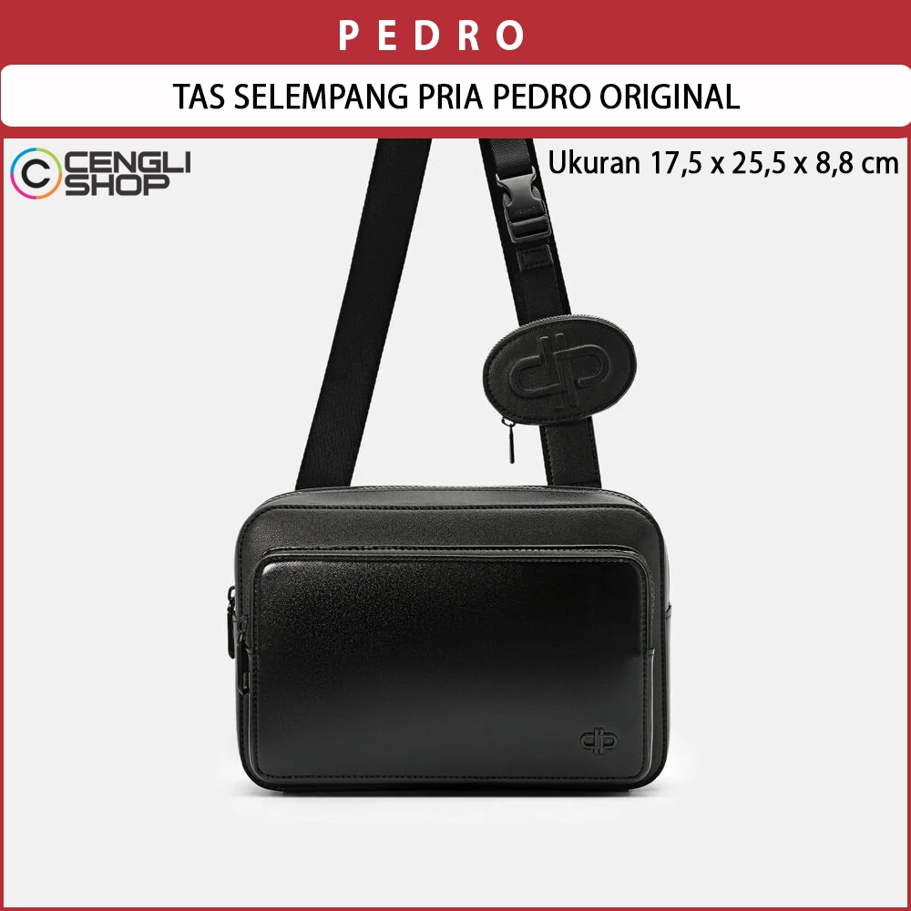 TAS SELEMPANG PRIA PEDRO ORIGINAL SLING BAG COMPACT AND FUNCTIONAL HITAM PM065