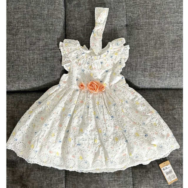 DRESS CATBOL MOTHERCARE PUTIH MEWAH DENGAN BANDANA Dress Bayi Perempuan Brokat Bunga Putih dengan Ba
