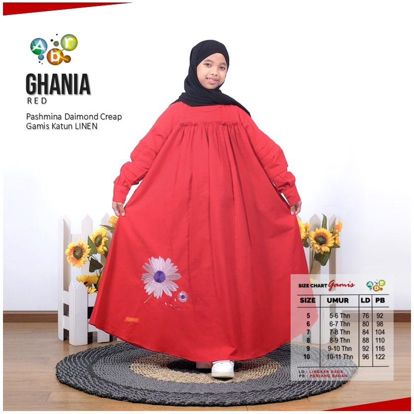 ABR Collections Ghania Dress - Gamis Anak Perempuan - Cotton Linen Fabric - Nyaman dan Stylish