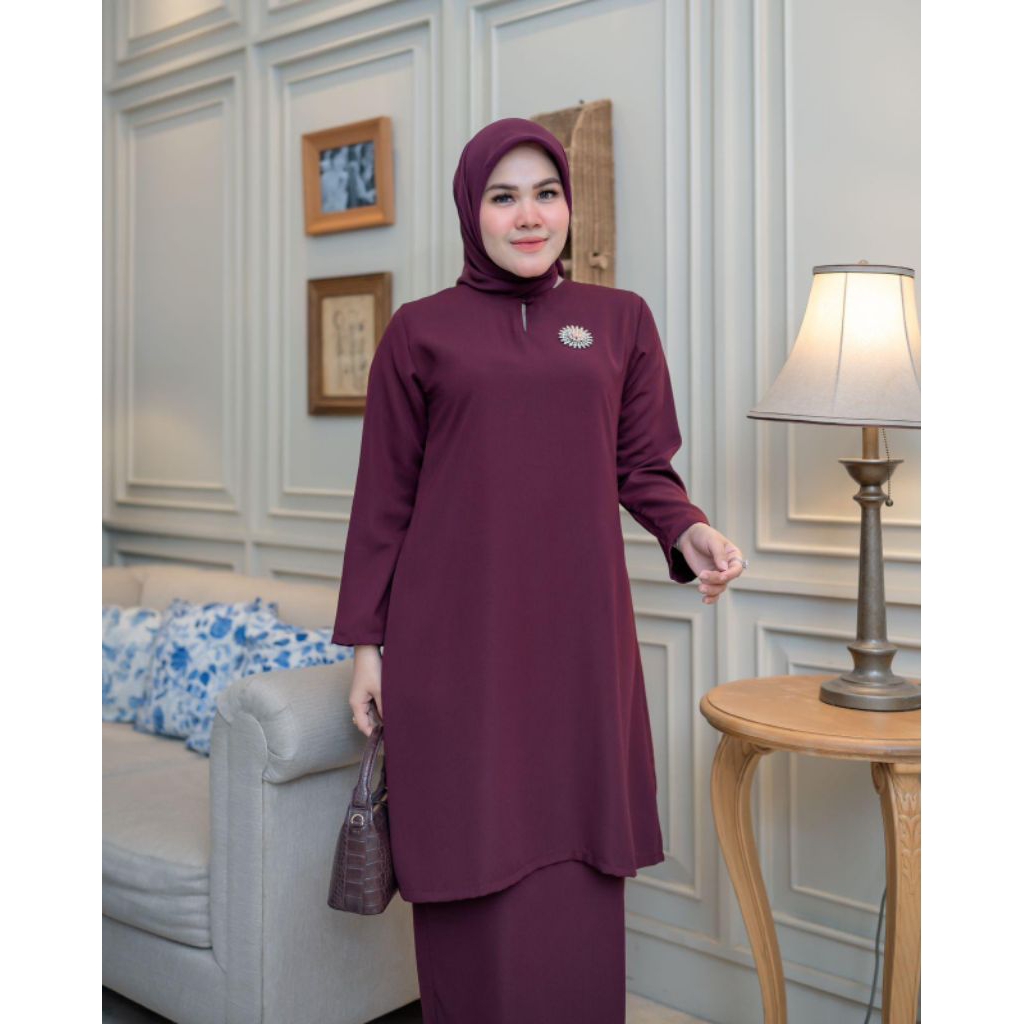 ALUNA_SET BAJU KURUNG MELAYU POLOS PREMIUM SETELAN ROK WANITA KEKINIAN