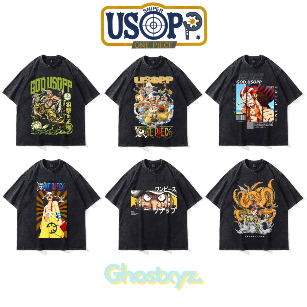 Ghostxyz T-Shirt Usopp Wash Oversize Vintage Tee Baju Kaos