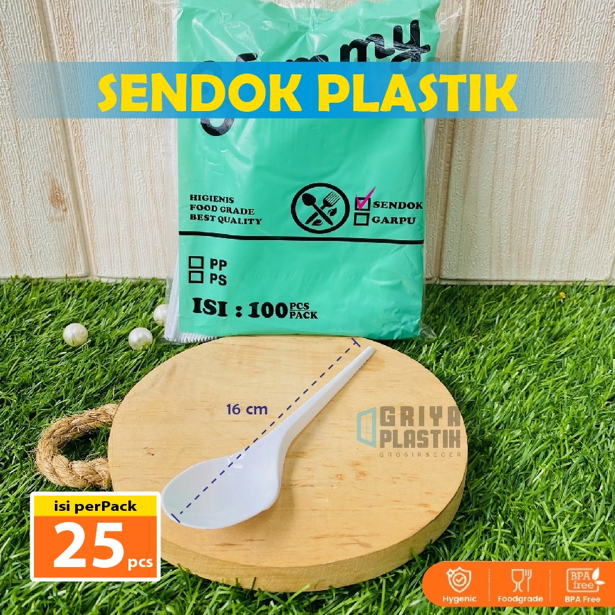 [100 pcs] SENDOK MAKAN PLASTIK | Sendok Putih | Sendok