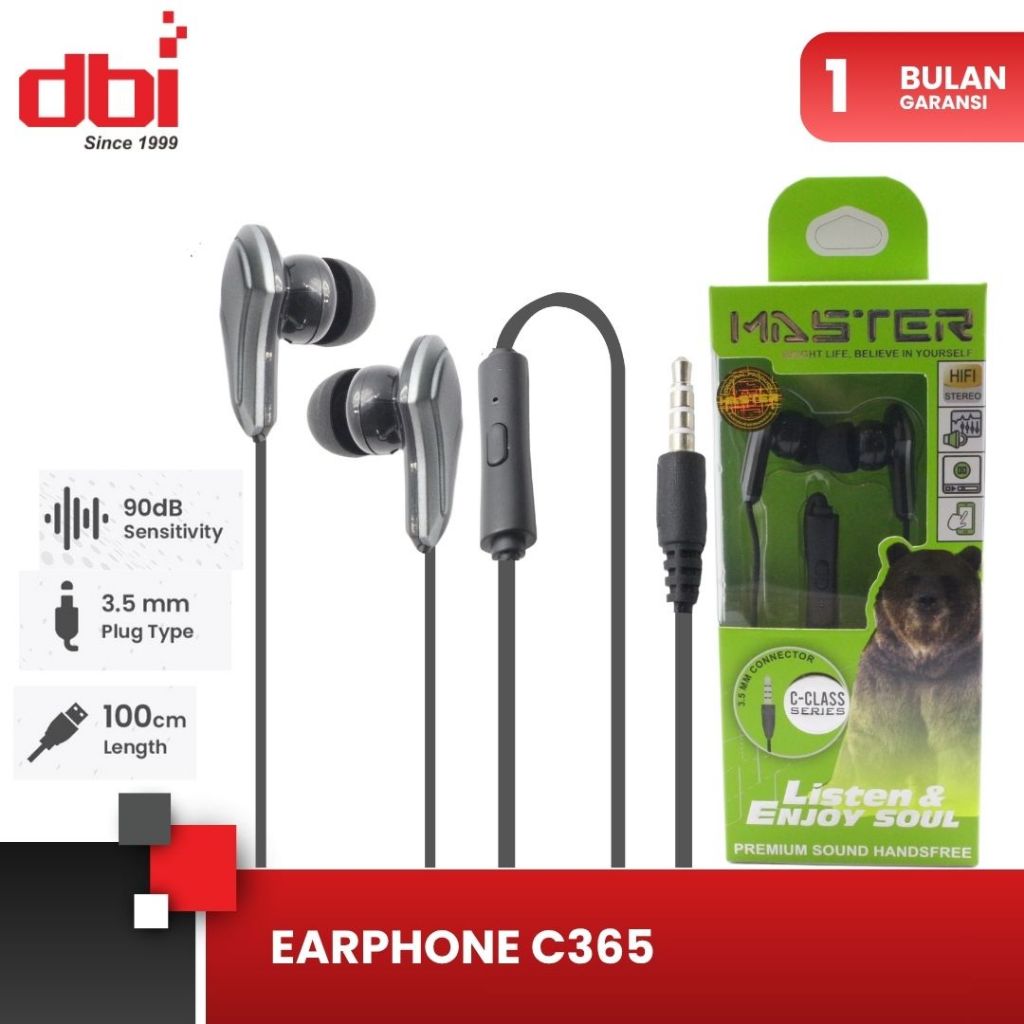Headset Bass Earphone Headphone Android MASTER C365 Garansi 30 Hari