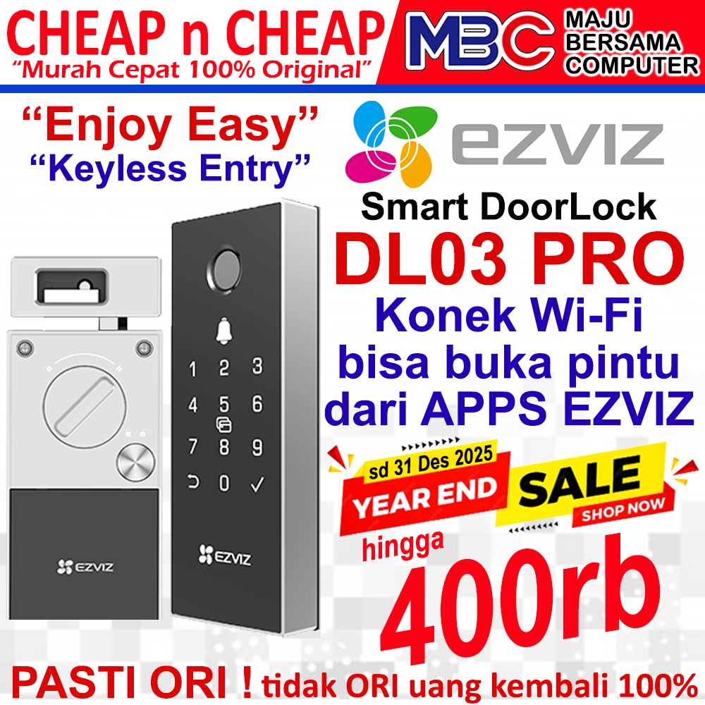 Ezviz Smart Lock DL03 Pro Kunci Pintu Sidik Jari Password Kartu Kunci Remote HP - Smart DoorLock Sma