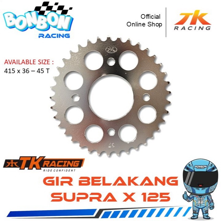 TK Racing Gear Gir Belakang Supra X 125 Tebal 415 x 36 37 38 39 40 41 42 43 44 45