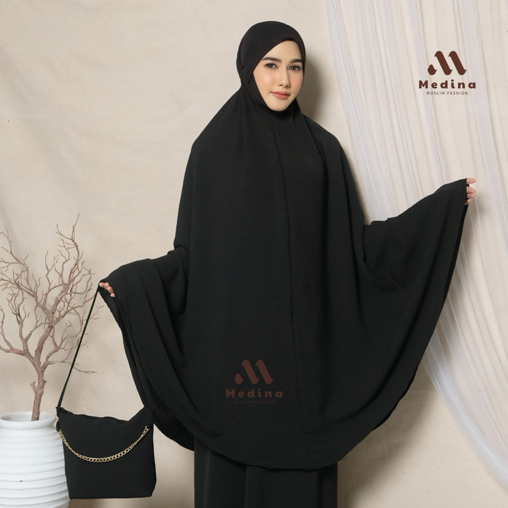 MEDINA-Mukena Dewasa Cringkle Airflow   Menutup Dagu Mukenah telekung Malaysia