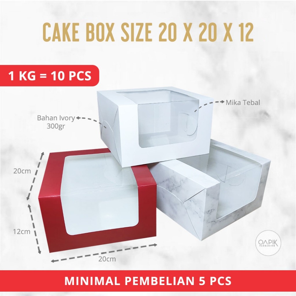 Cake Box 20x20x12, Dus Kue Besar, Box Kue Tebal, Dus Kue 20x20