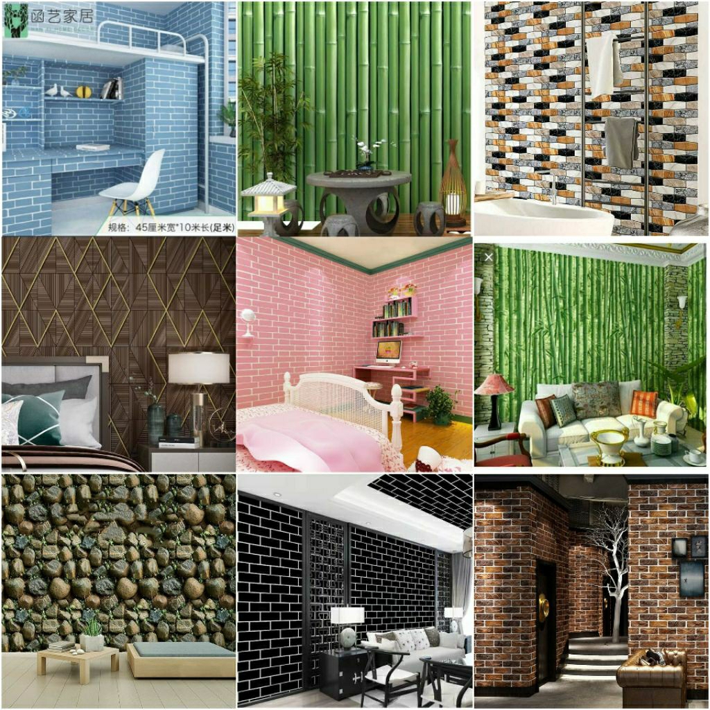 PREMIUM WALLPAPER DINDING WALLPAPER BAMBU WALLSTICKER DINDING BAMBU DAUN