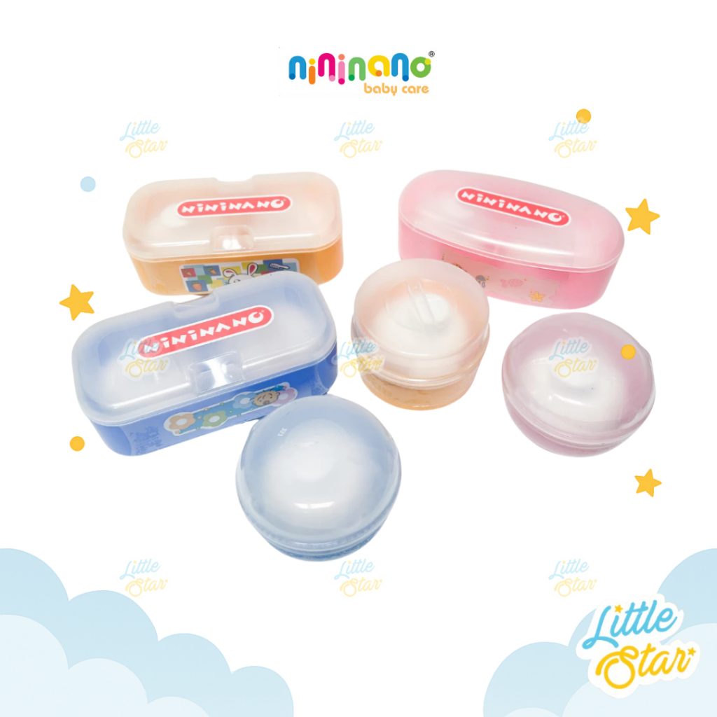 NiniNano NN Tempat Bedak Single Double Sekat Anti Pecah 2in1 Free Puff