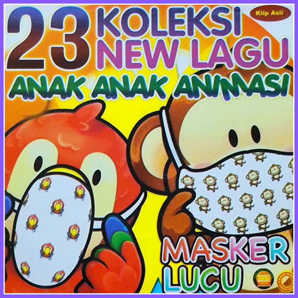 KASET VCD MUSIK KUMPULAN 23 LAGU ANAK ANIMASI KOLEKSI MASKER LUCU PILIHAN TERLARIS.