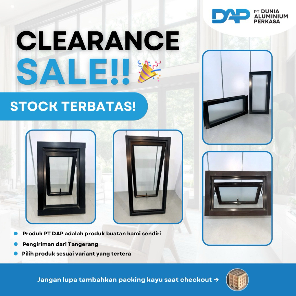 PROMO CLEARANCE SALE Jendela Aluminium Sliding Bouven Zig Zag Kaca Mati Jungkit Alexindo STOOBTERBAT