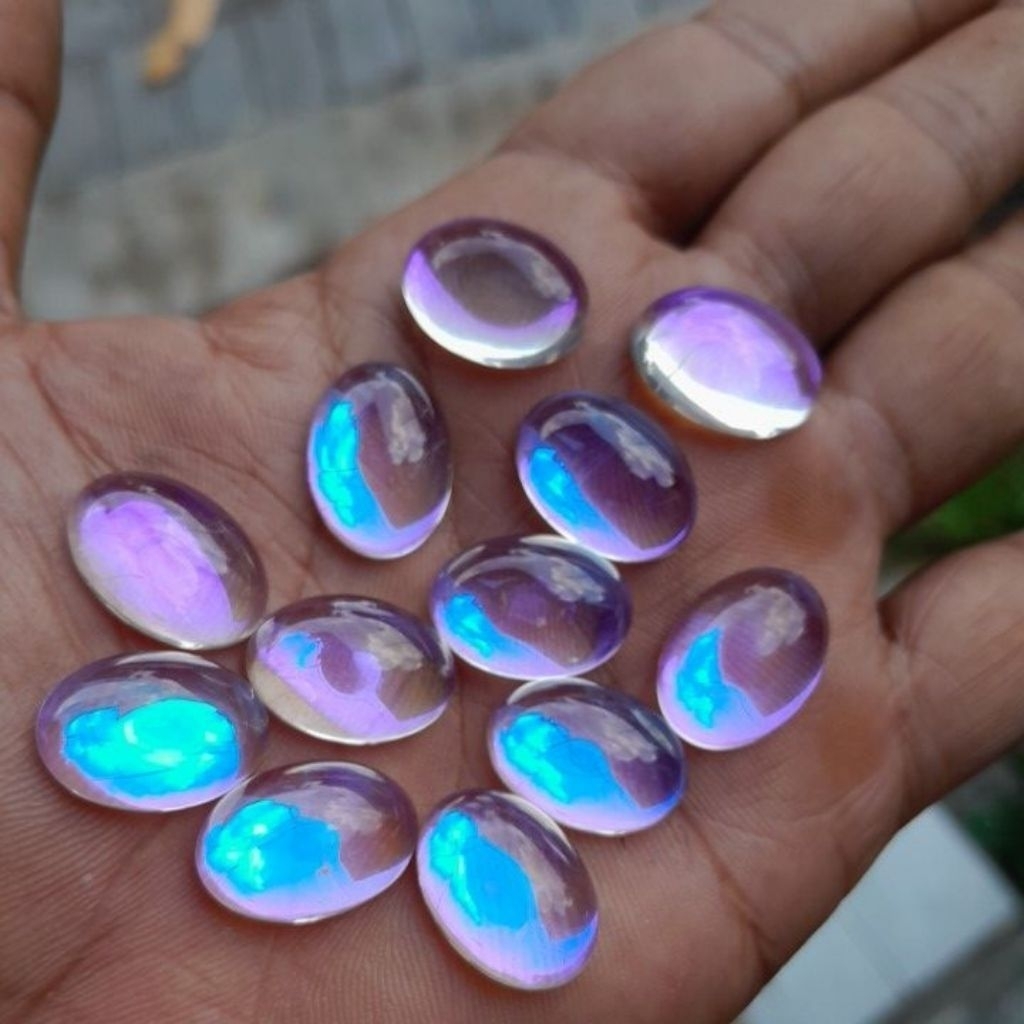 batu akik kalimaya india pelangi jarong biru 18x13 mm