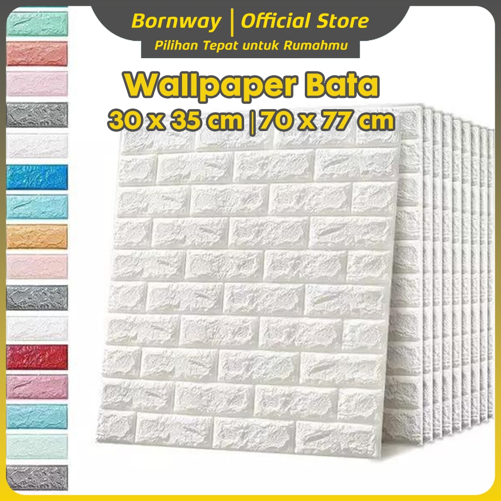 Bornway -MURAH Wallpaper Dinding 3D Stiker Wallfoam Dekorasi Kamar Rumah High Quality70x77cm30x35cm
