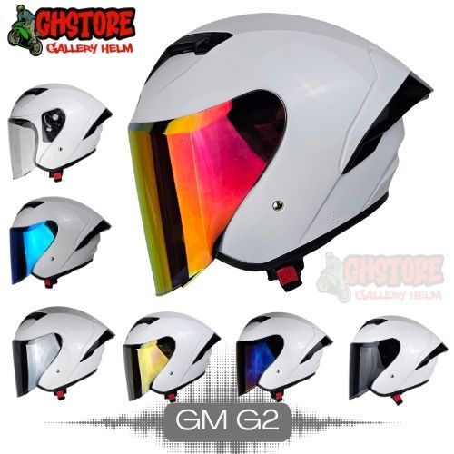 HELM GM G2 SOLID | WHITE | VISOR IRIDIUM G2 SINGLE VISOR ORIGINAL SNI
