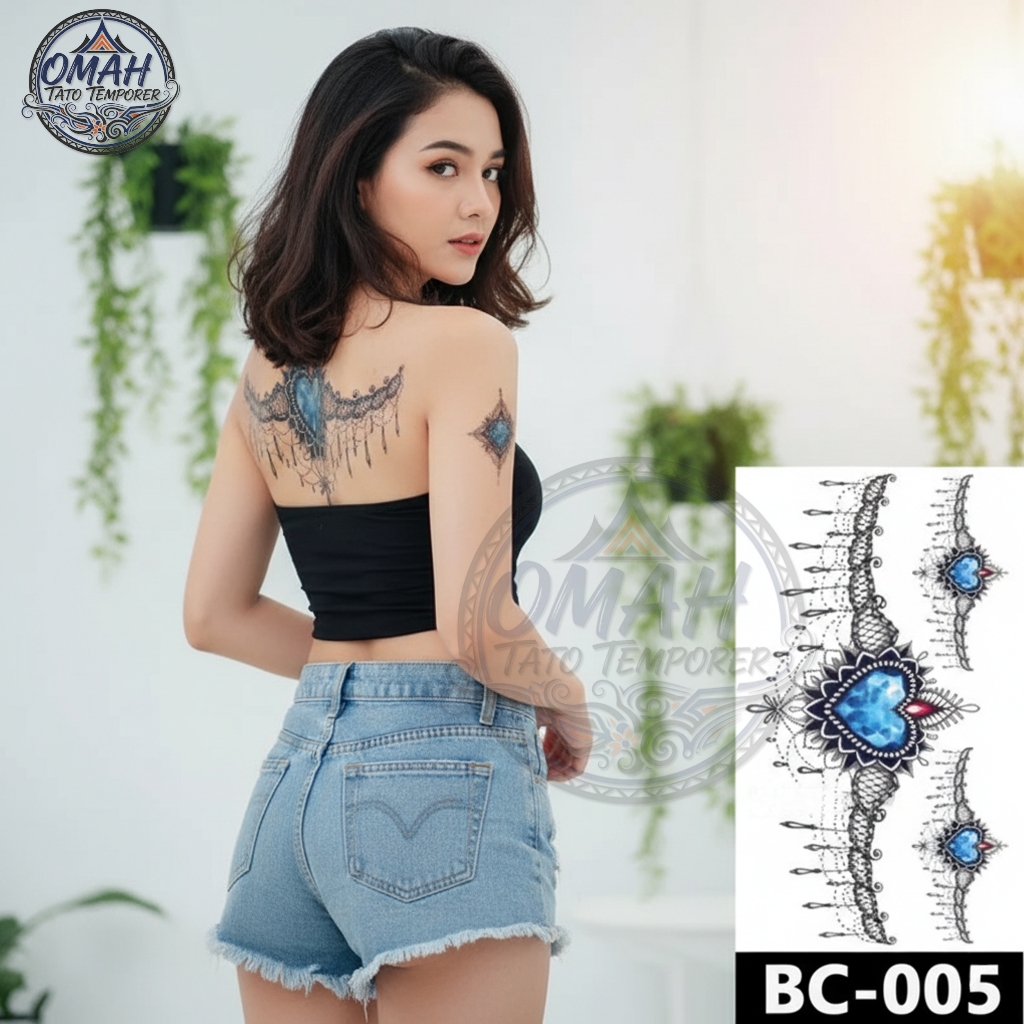 BC 005 Stiker Tato Temporer Temporary Dada Punggung Wanita Waterproof Anti Air Aesthetic