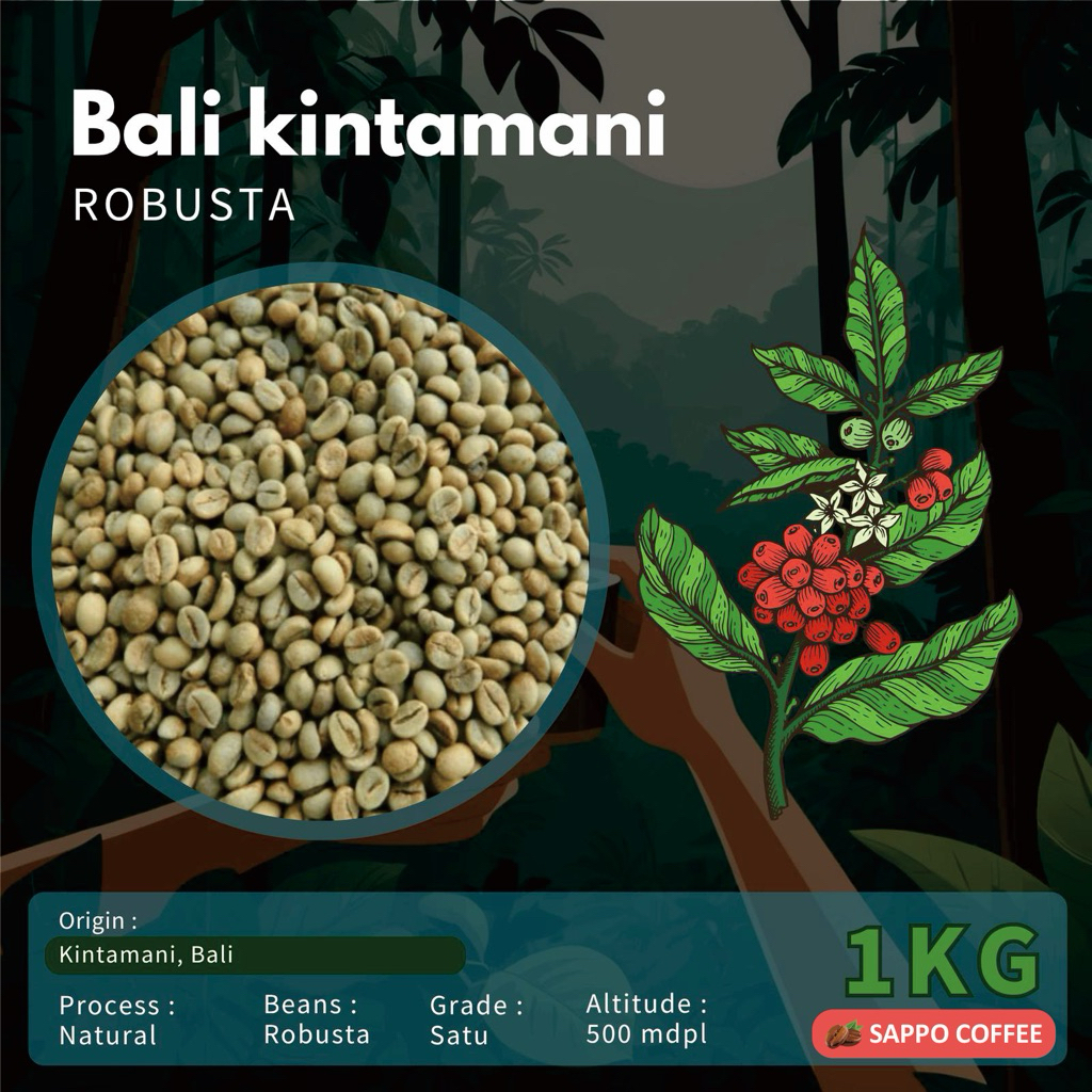 Green Bean Robusta Bali Kintamani - biji kopi mentah 1 kg