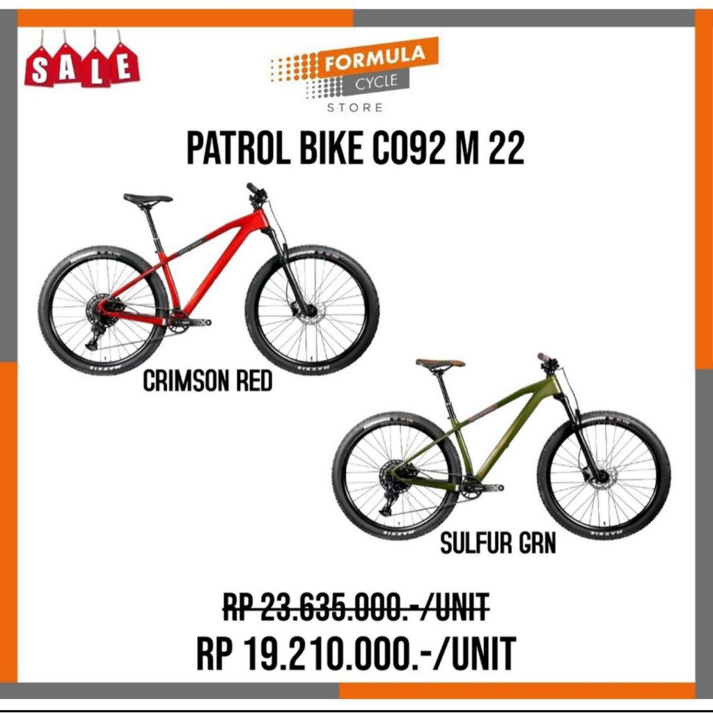 SEPEDA MTB PATROL 092 CARBON RED DAN GREEN M29"
