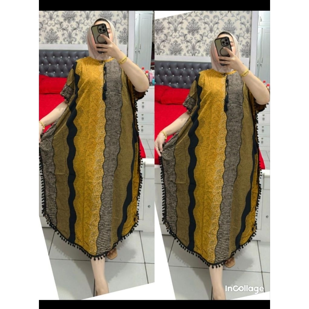 Daster midi lowo pompom