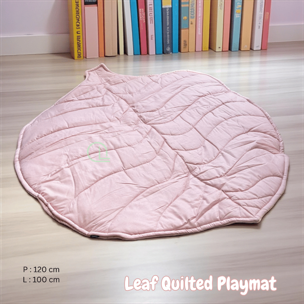 Baby Sensory Mat (Warna Dusty Pink ) - Leaf Quilted Playmat Baby - Karpet Alas Tidur Bayi - Karpet D