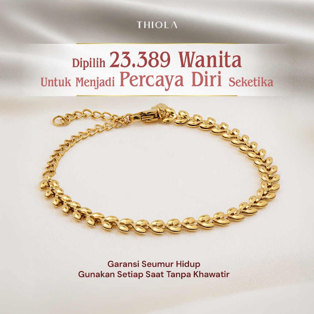 THIQLA - Gelang Padi NAILA - Gelang Tangan Wanita - Gelang Mirip Emas Asli - Gelang Bunga - Gelang T