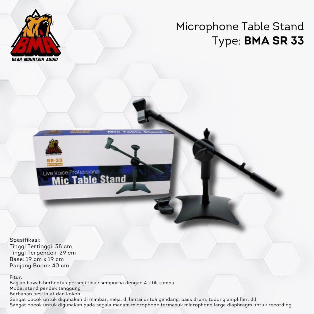Stand Mic Meja SR 33 BMA / Microphone Table Stand Pendek Podium Desk