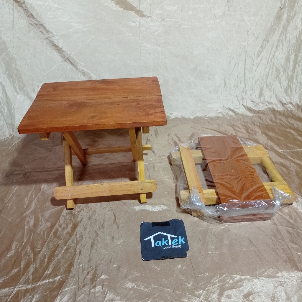 MEJA KAYU LIPAT PLITUR PREMIUM PORTABLE PIKNIK BELAJAR MEMBACA NGAJI AL QUR'AN KOMPUTER ANGKRINGAN O