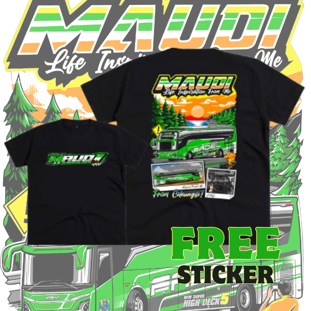 Kaos Bus Maudi Jet Bus 5 FADEL Free Sticker