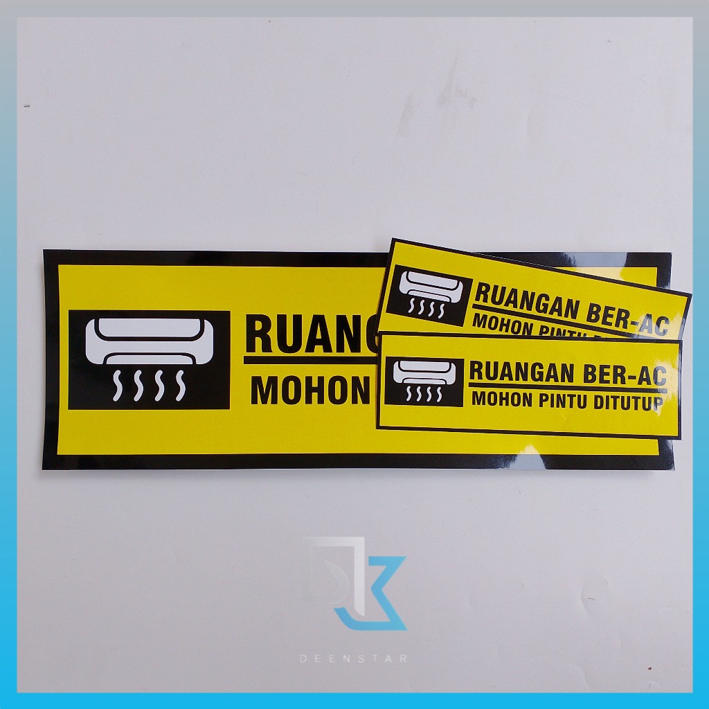 Stiker Mohon Tutup Pintu Kembali, Ruangan Ber-AC, Stiker Vinyl