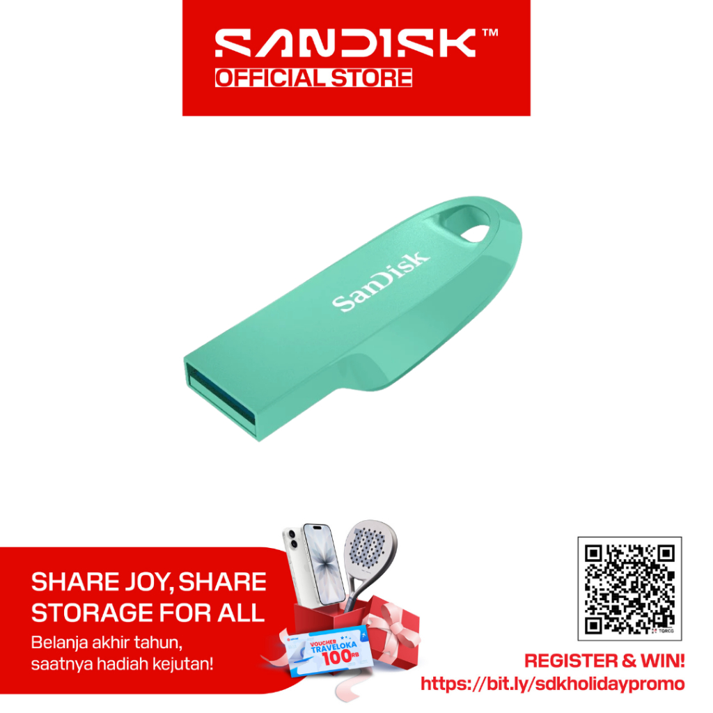 SanDisk CZ550 Ultra Curve 512GB USB 3.2 Mint Green / Hijau (Up to 100MB/s) - Flashdisk