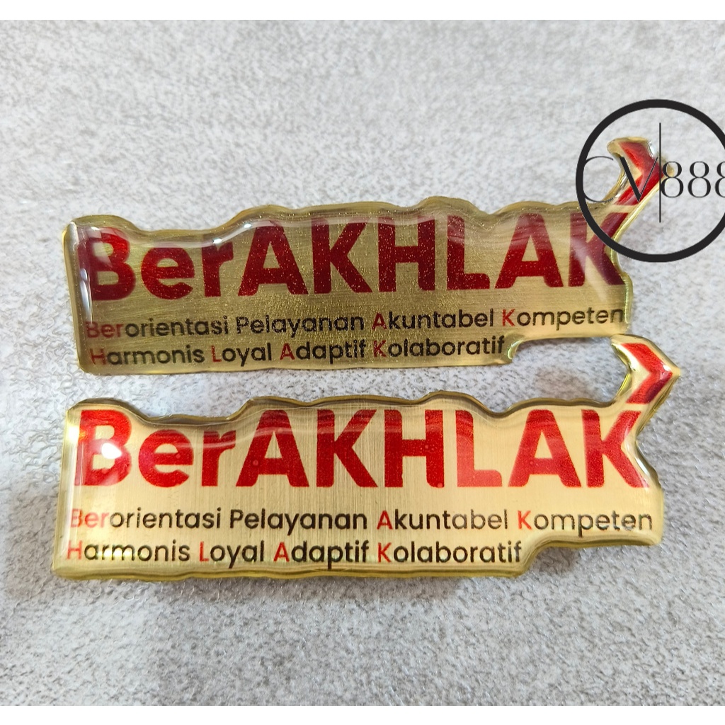 Pin BerAkhlak ASN - Pin Berakhlak - Pin Akhlak PNS - Pin Berakhlak Resin