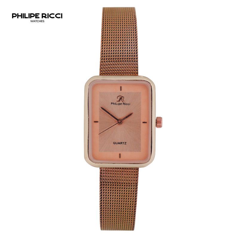 PhiLipe Ricci Jam Tangan Wanita Kecil Analog Strap Tali Rantai Pasir Diameter Kotak Desain Mewah Mod